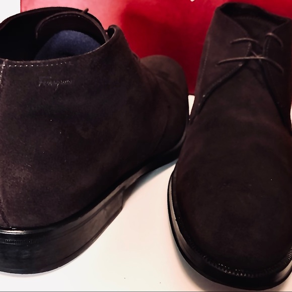 Ferragamo Men's Brown Desert Boot chukka suede gorgeous - Picture 2 of 7